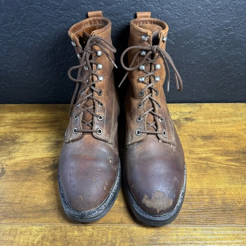 Wolverine DuraShocks 02050 Brown Leather Work Boots Mens‎ 9.5 2E Wide